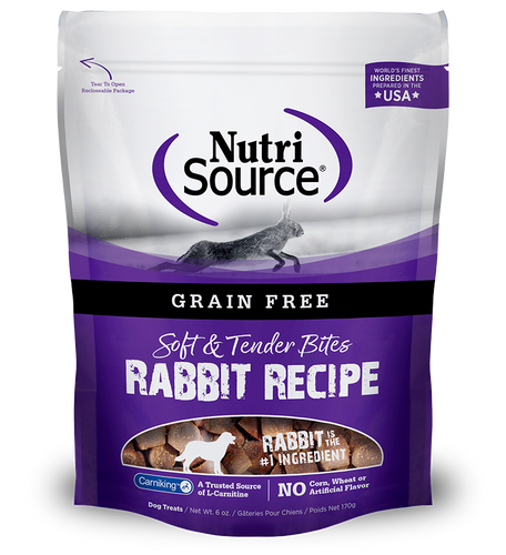 NutriSource Grain-Free Rabbit Bites Dry Dog Treat